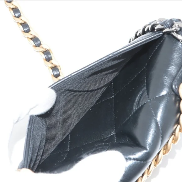 Chanel 19 Chain Shoulder Bag Glasses Case Gold X Silver Metal Fittings - Picture 7 of 12